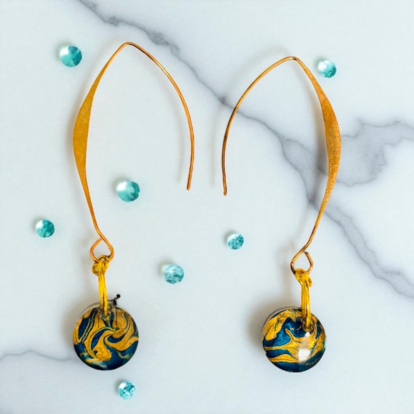 Hand-painted Art Earrings, Unique Handmade Resin Earrings, Colorful Vibrant Danglers, Birthday, Holiday gift