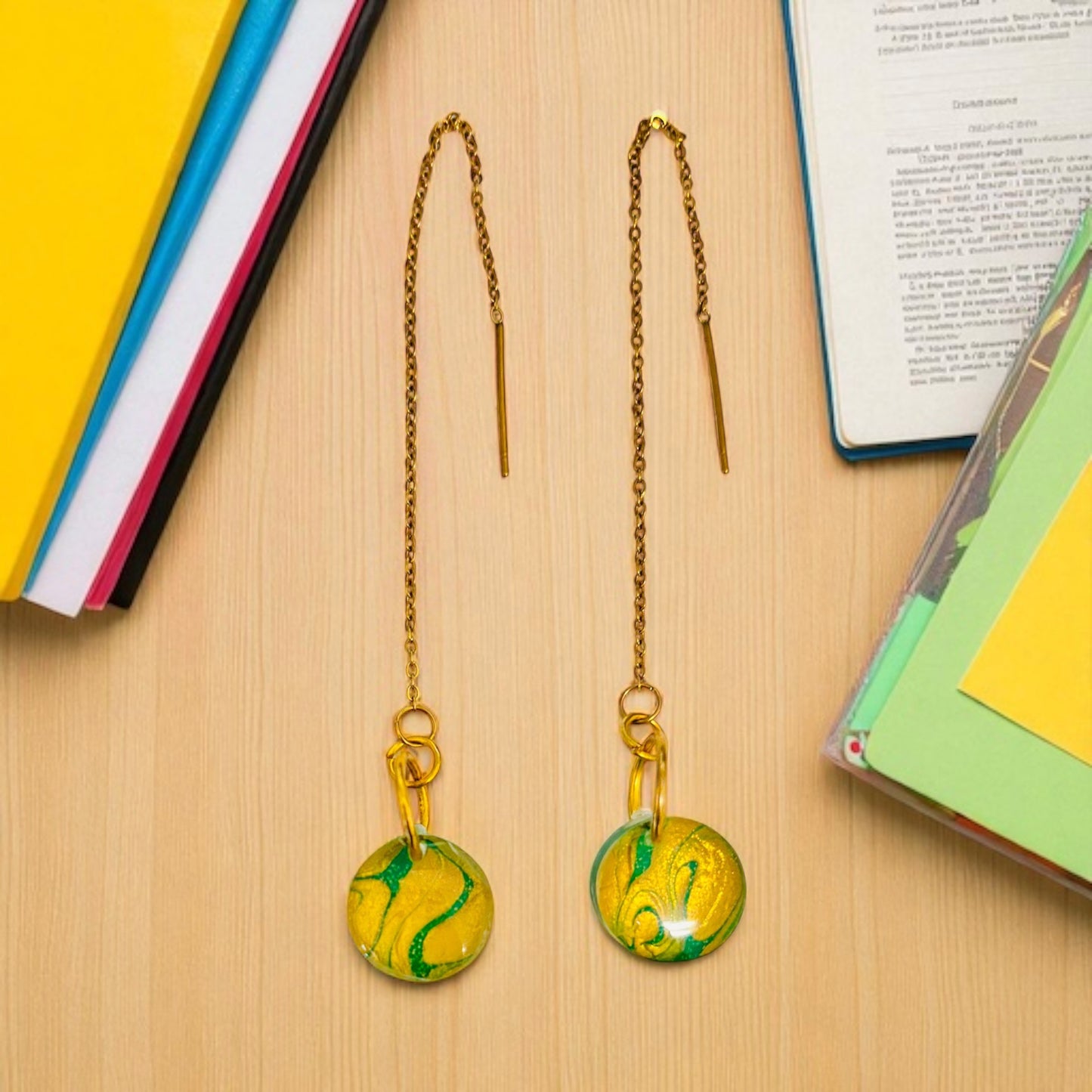 Thread Circles Swirl Resin Earrings