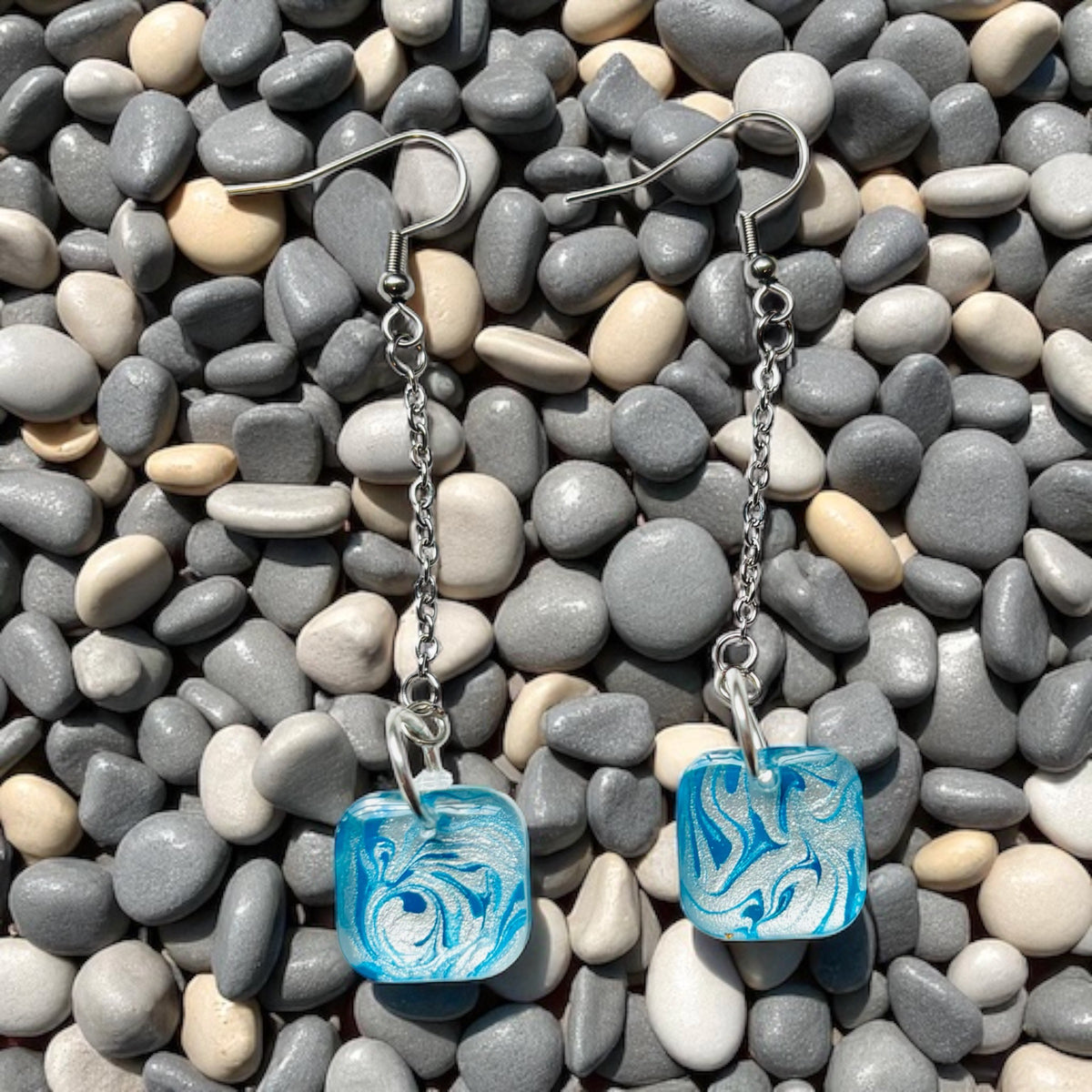Square Swirl Resin Earrings