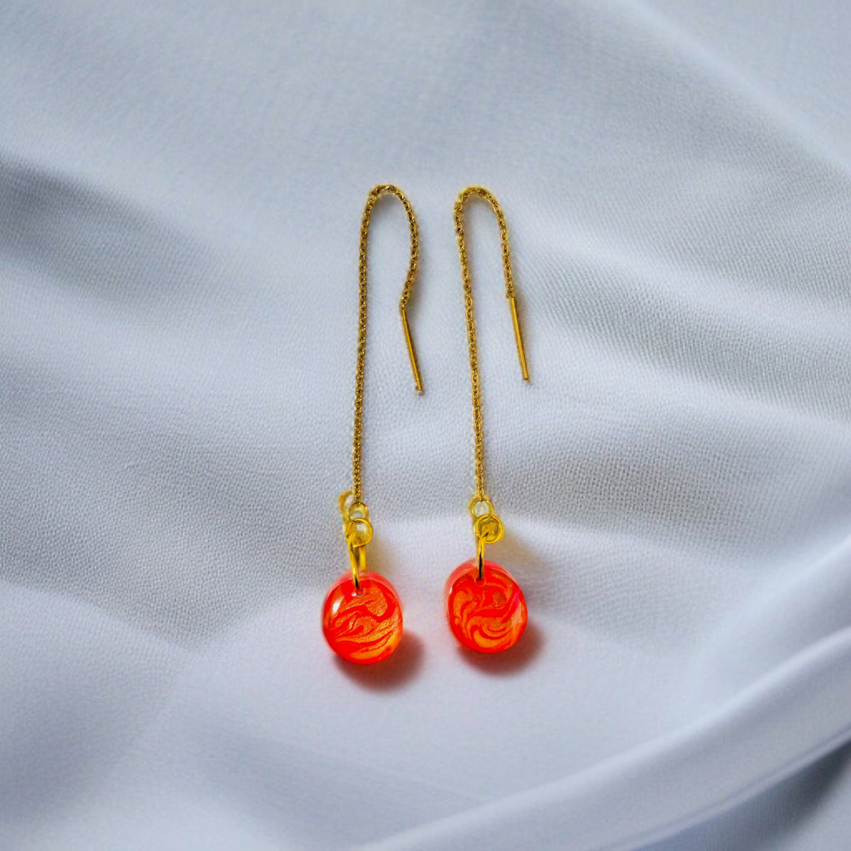 Thread Oval Swirl Resin Earrings