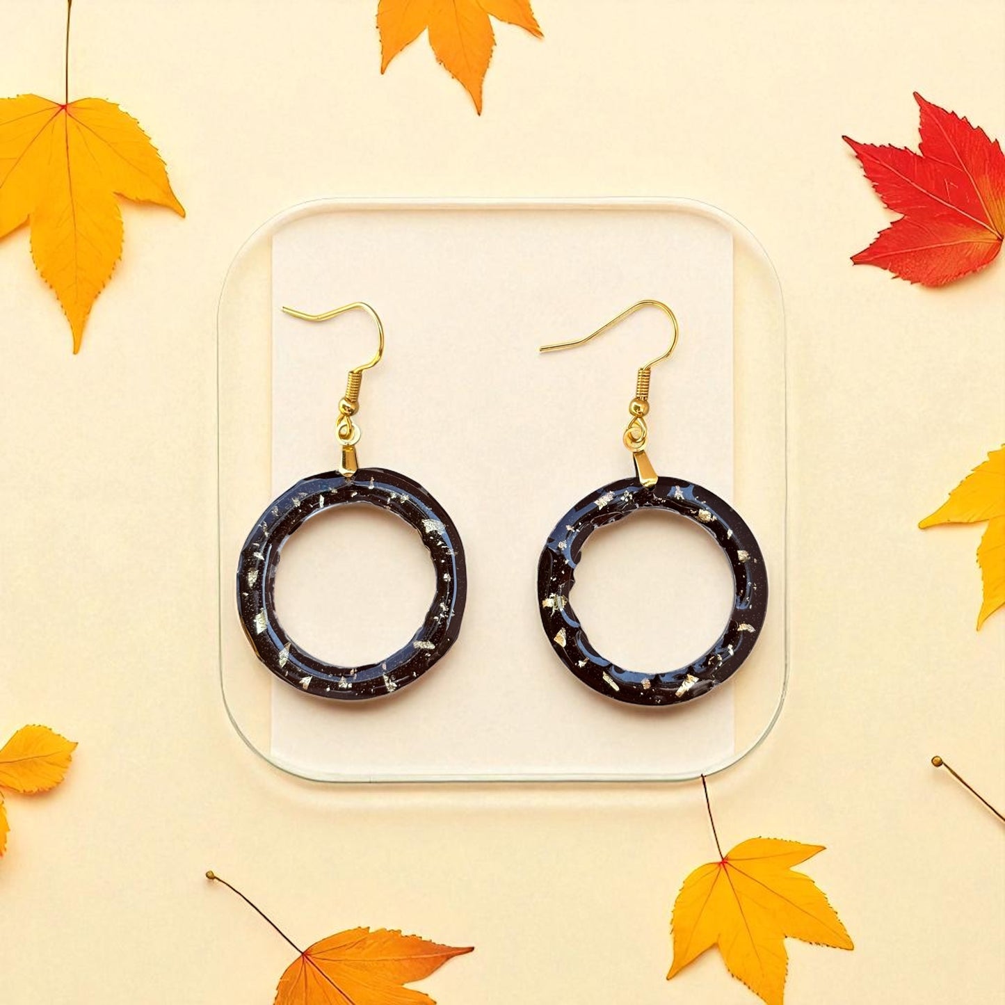 Circle Gold Speckle Resin Earrings