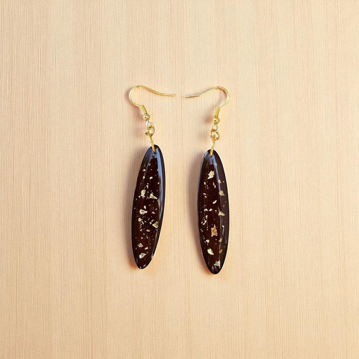 Oval Gold Speckle Resin Earrings