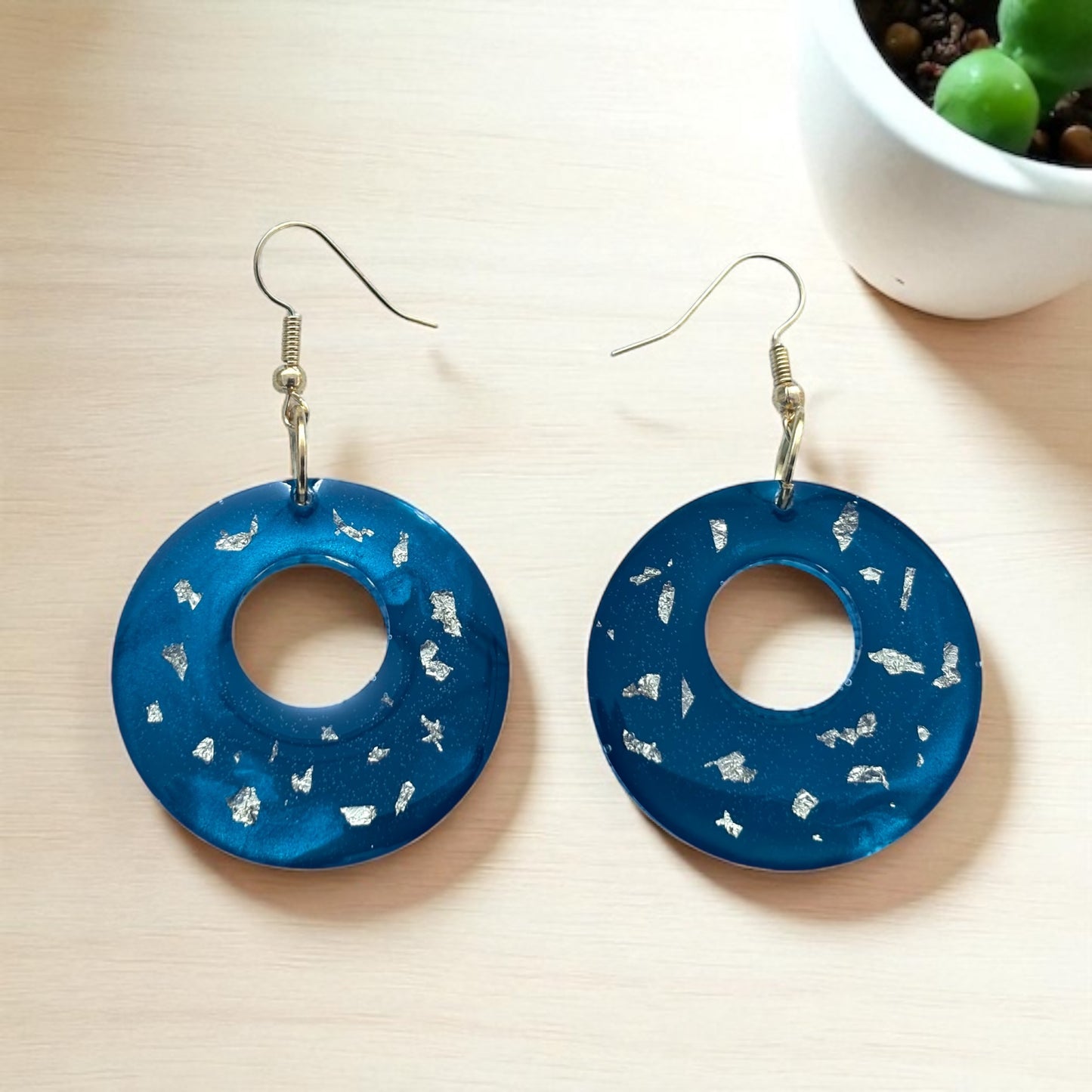 Hand-Painted Resin Earrings | Unique Handmade Art Jewelry | Colorful Statement Danglers