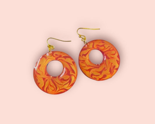 Hand-Painted Resin Earrings | Unique Handmade Art Jewelry | Colorful Statement Danglers