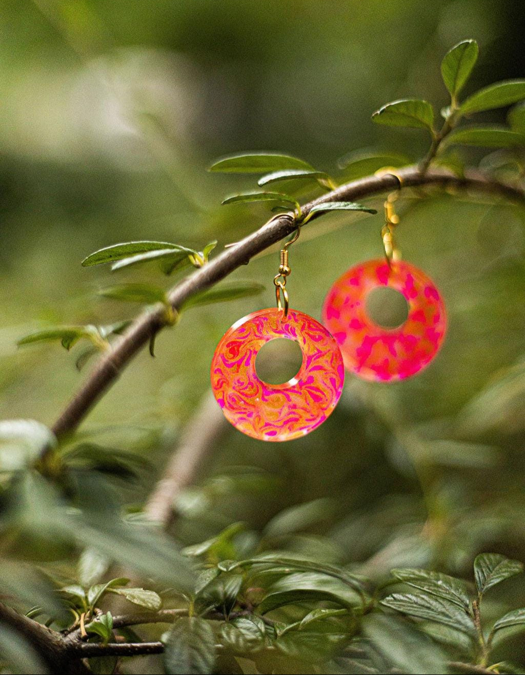 Hand-Painted Resin Earrings | Unique Handmade Art Jewelry | Colorful Statement Danglers