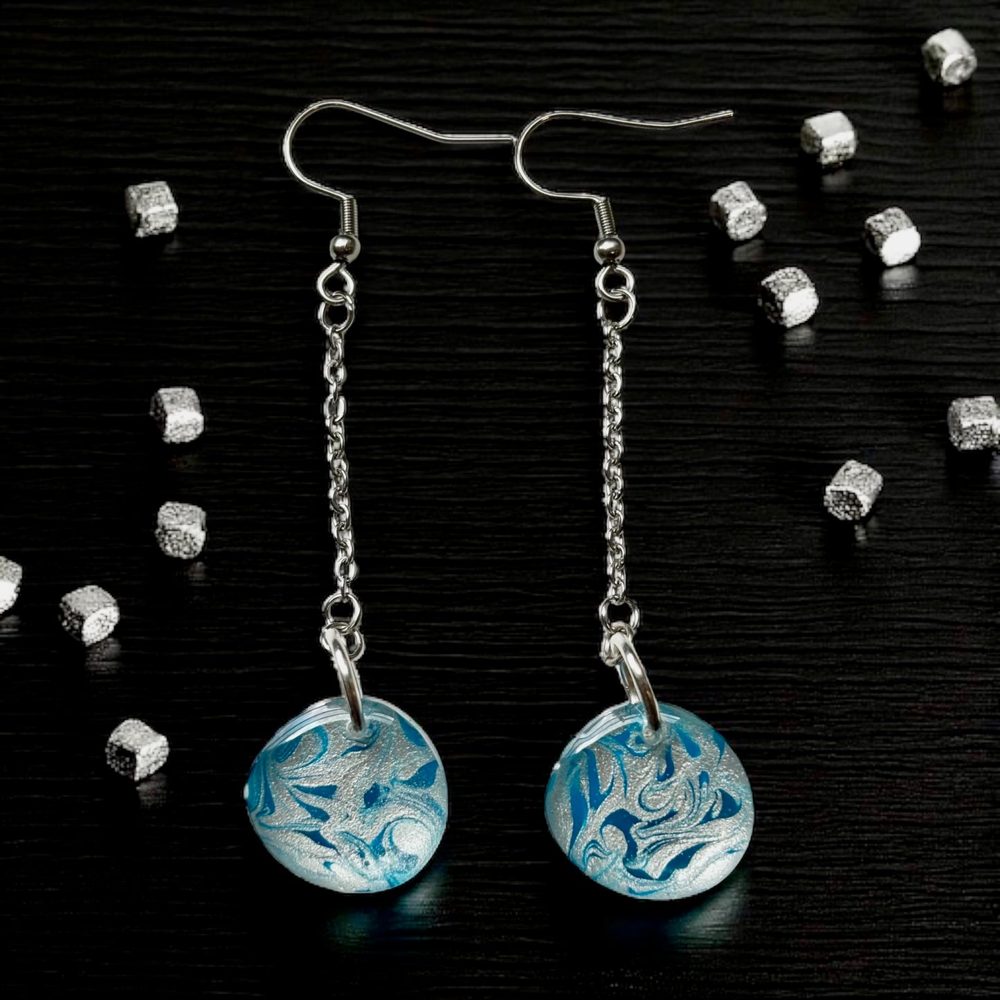 Hand-Painted Resin Earrings | Unique Handmade Art Jewelry | Colorful Statement Danglers | Lightweight | Gift for Her | Fashion Earrings