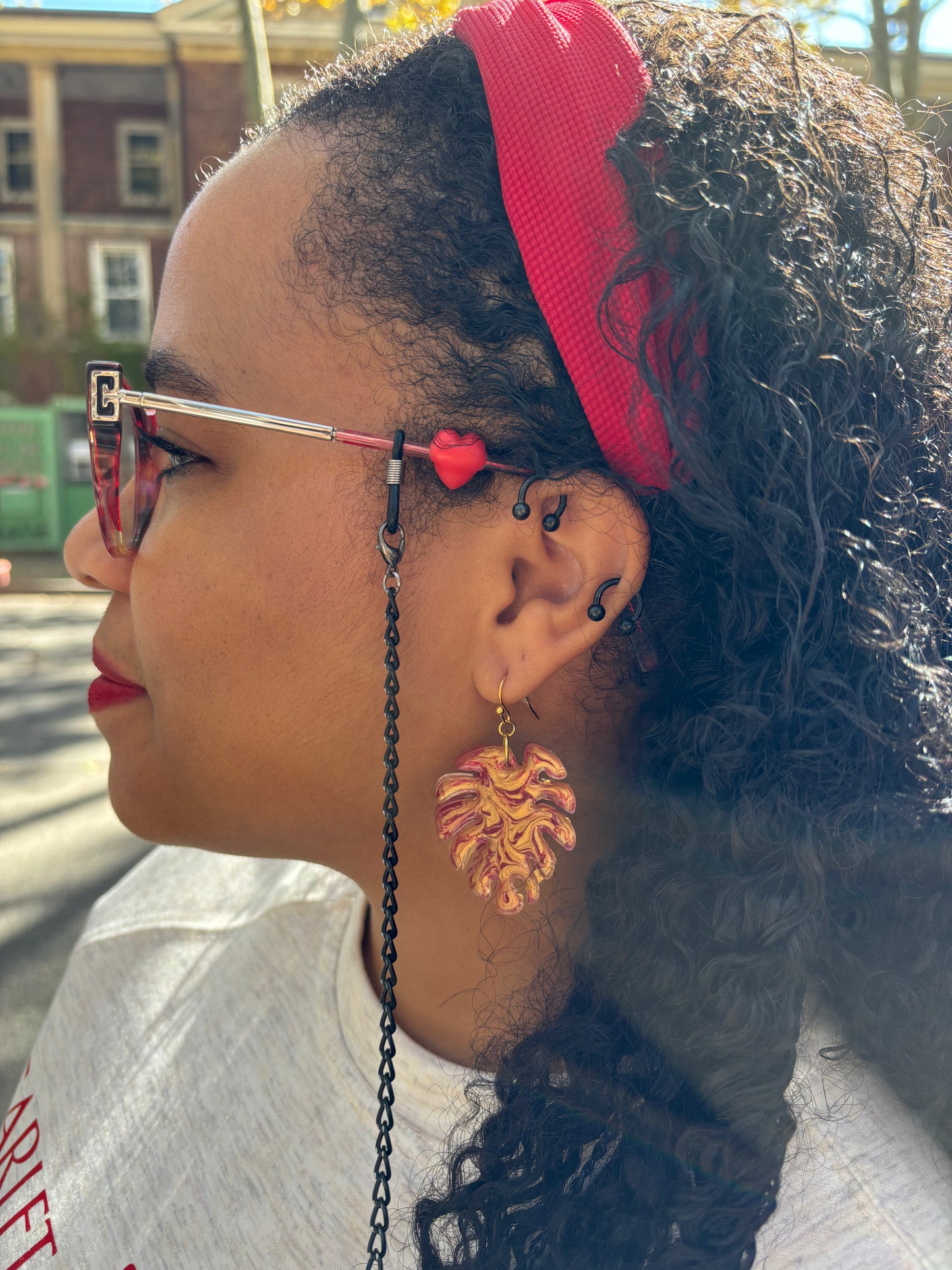 Hand Painted Leaf Earrings | Unique Handmade Resin Jewelry | Colorful Vibrant Danglers | Statement Earring | Gift for Her | Unique Gift Idea