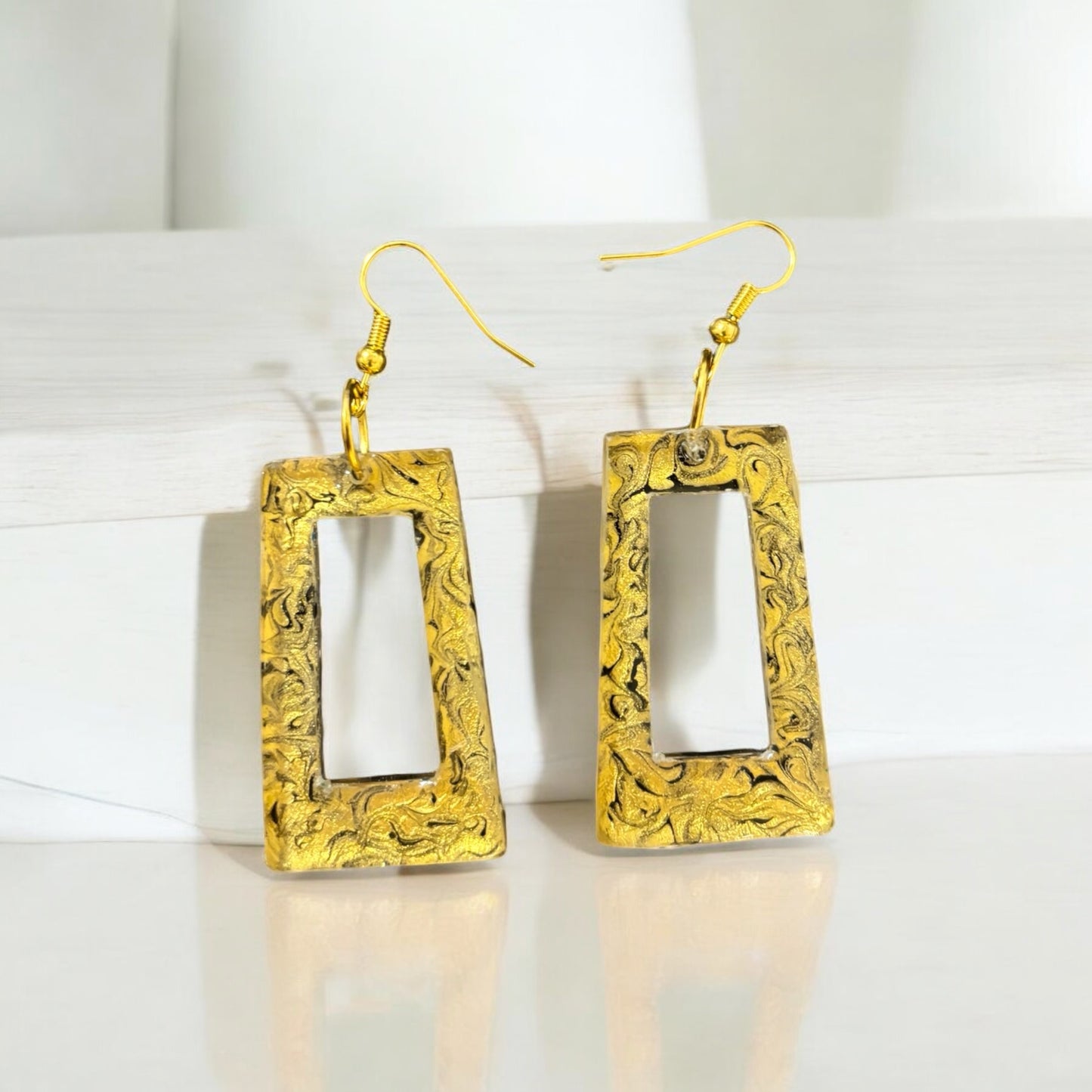 Trapezium Swirl Resin Earrings