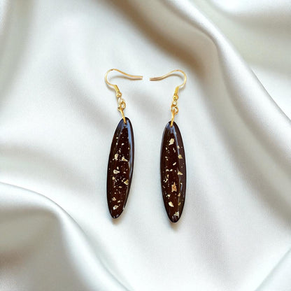 Oval Gold Speckle Resin Earrings