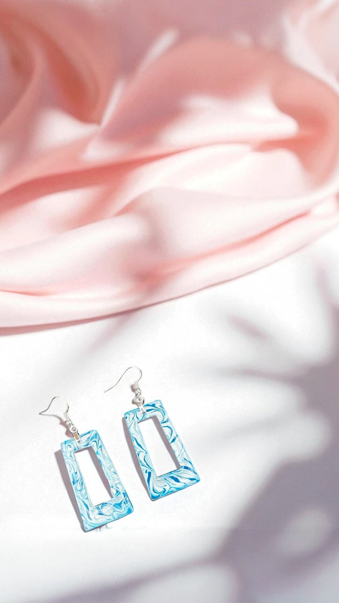 Trapezium Swirl Resin Earrings