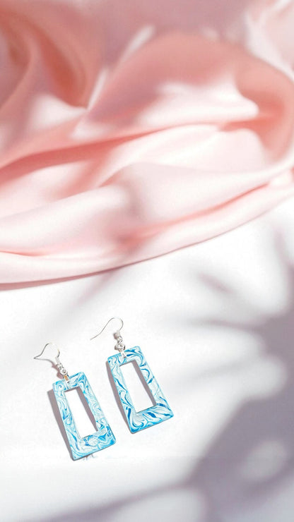 Trapezium Swirl Resin Earrings
