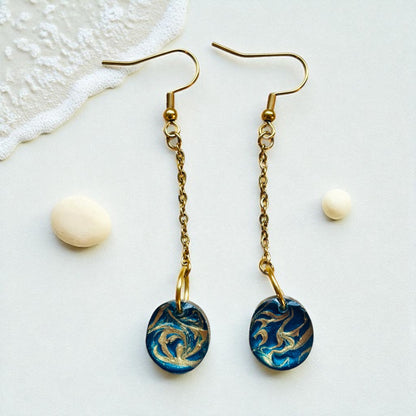 Oval Swirl Resin Drop Earrings