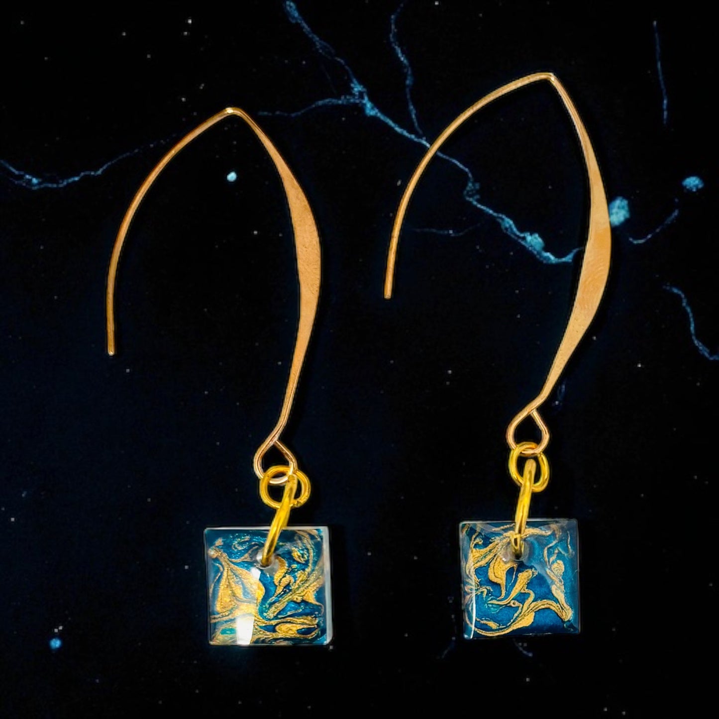 Hand-painted Art Earrings, Unique Handmade Resin Earrings, Colorful Vibrant Danglers, Birthday, Holiday gift