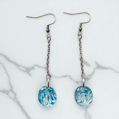Oval Swirl Resin Drop Earrings