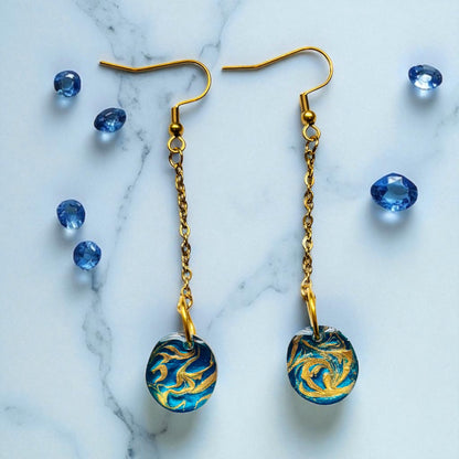 Oval Swirl Resin Drop Earrings