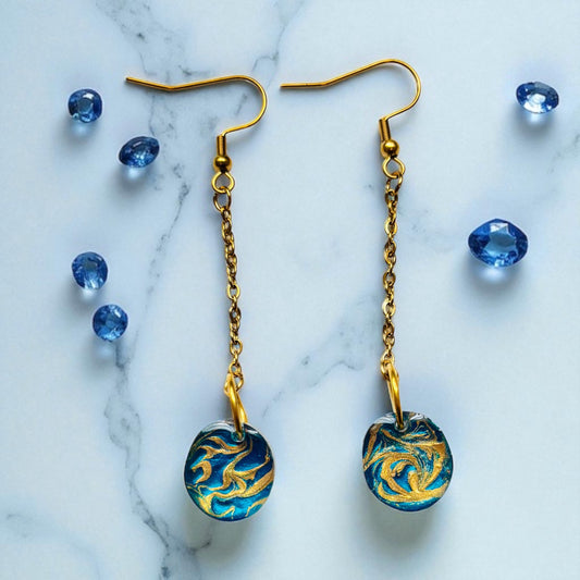 Hand-Painted Resin Earrings | Unique Handmade Art Jewelry | Colorful Statement Danglers | Lightweight | Gift for Her | Fashion Earrings