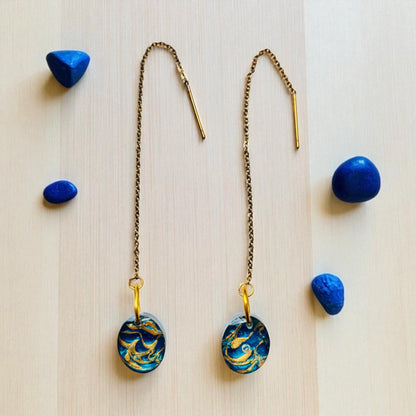 Thread Oval Swirl Resin Earrings
