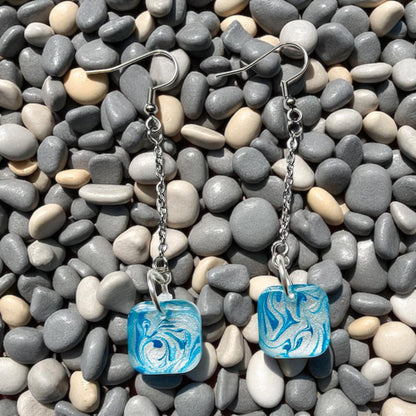 Square Swirl Resin Earrings
