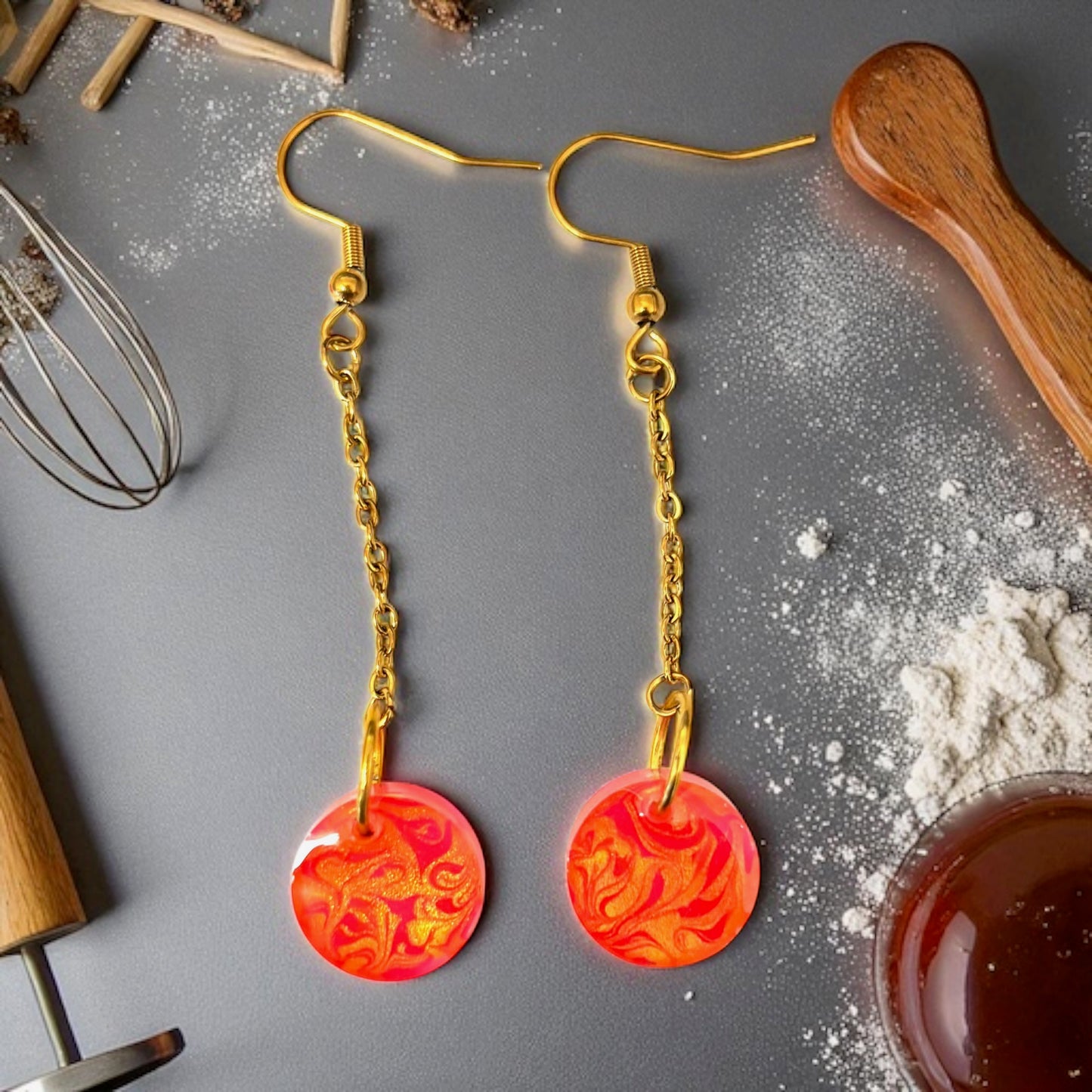 Hand-Painted Resin Earrings | Unique Handmade Art Jewelry | Colorful Statement Danglers | Lightweight | Gift for Her | Fashion Earrings