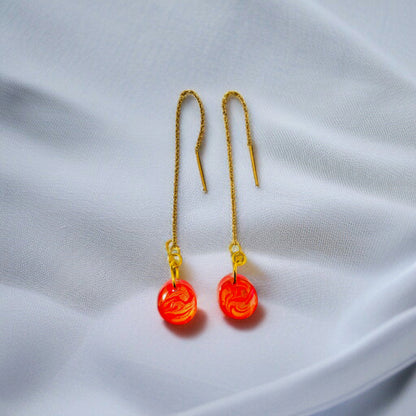 Thread Oval Swirl Resin Earrings
