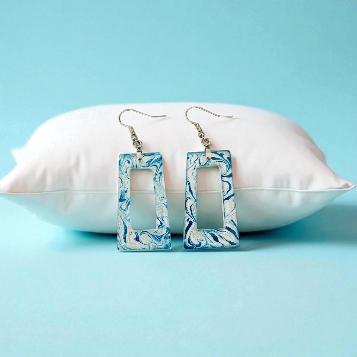 Trapezium Swirl Resin Earrings