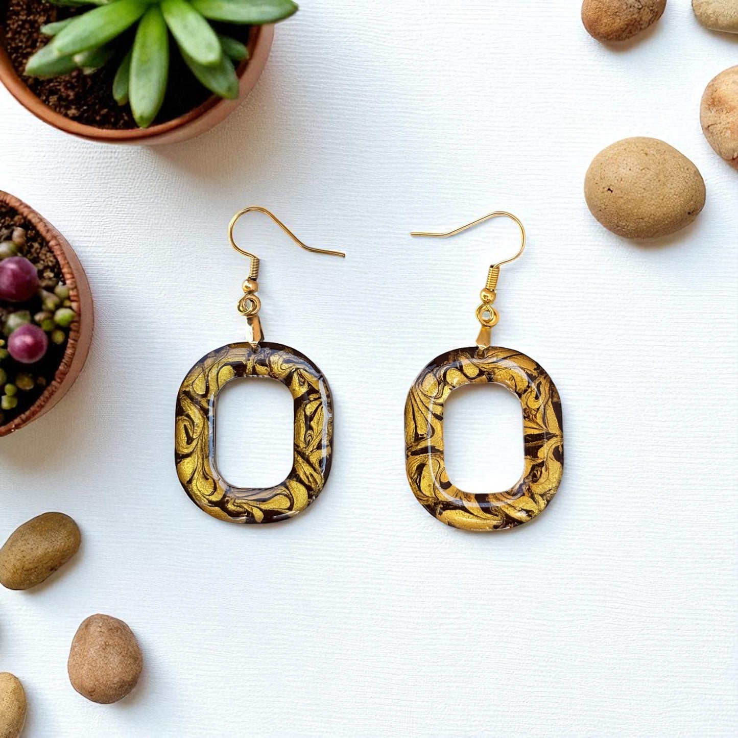 Circle Swirl Resin Earrings