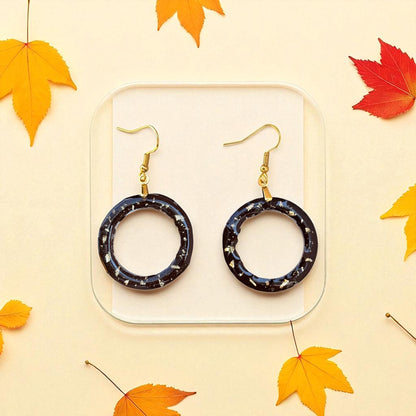 Circle Gold Speckle Resin Earrings