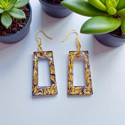 Trapezium Swirl Resin Earrings