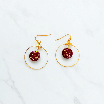Ruby Disc Hoop Earrings