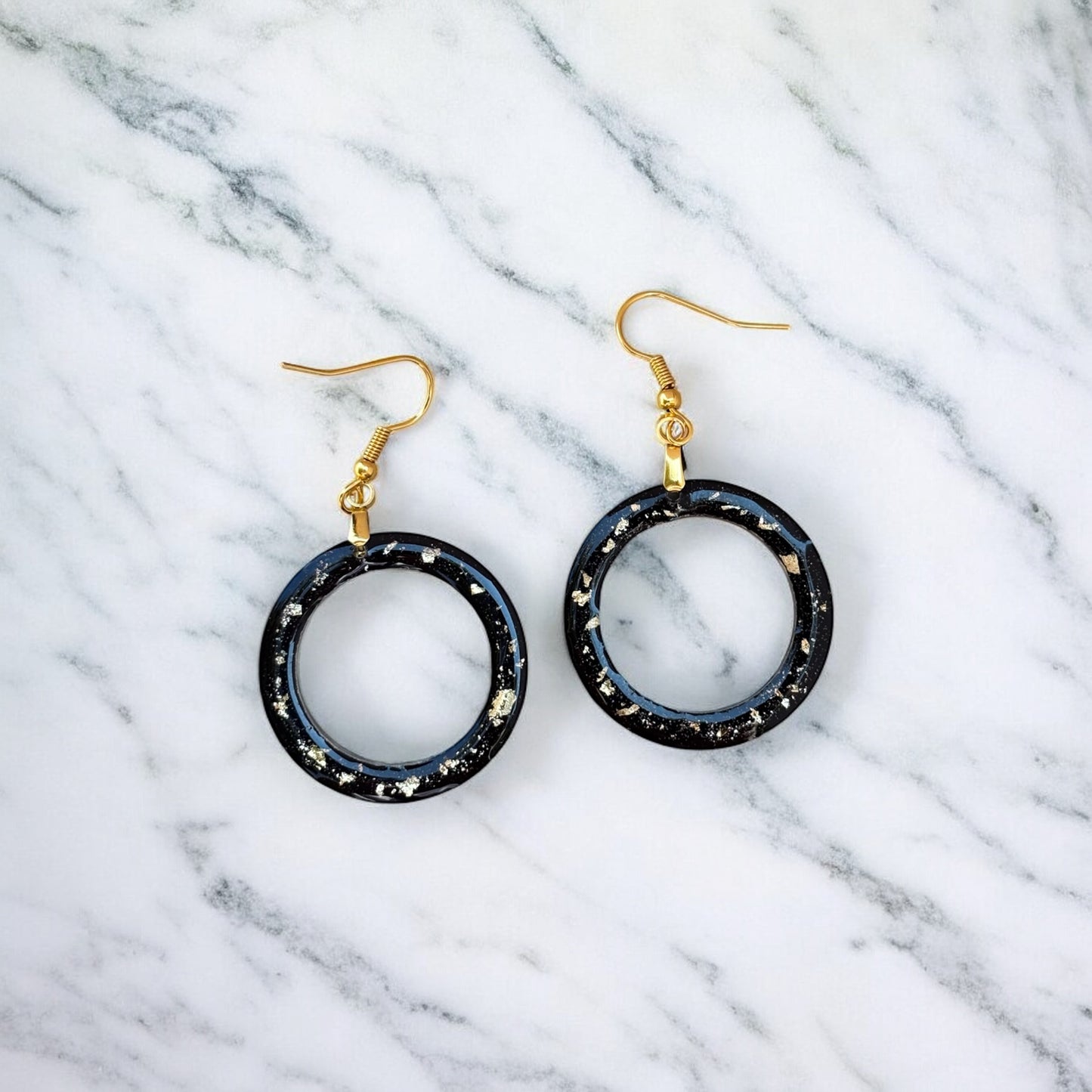 Circle Gold Speckle Resin Earrings