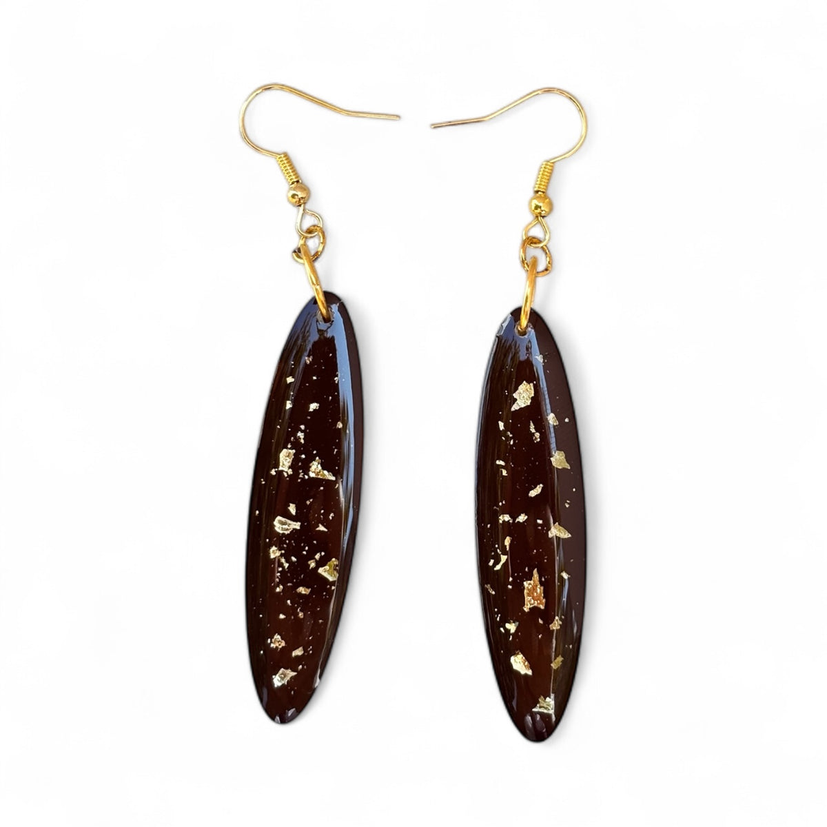 Oval Gold Speckle Resin Earrings