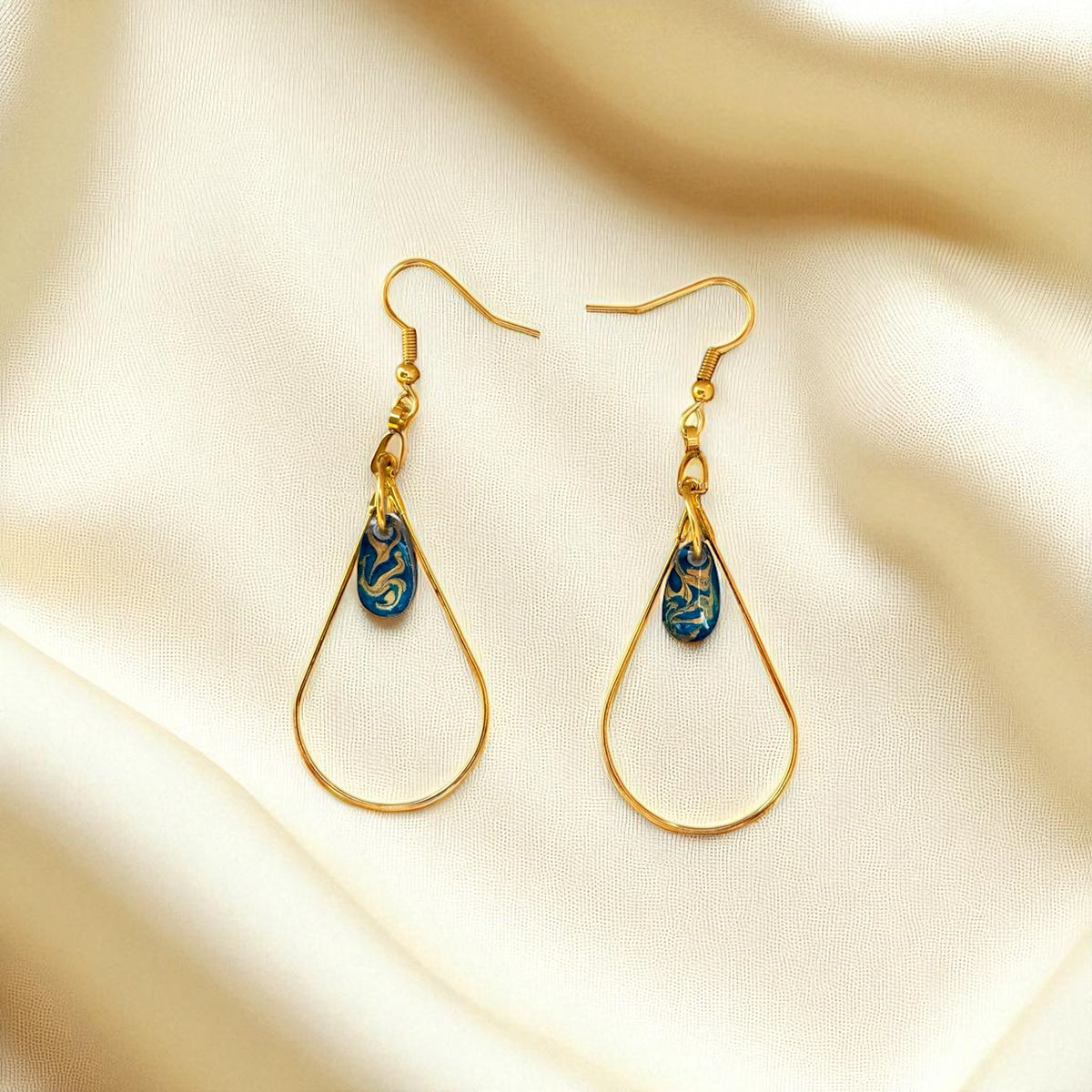 Teal Teardrop Charm Earrings