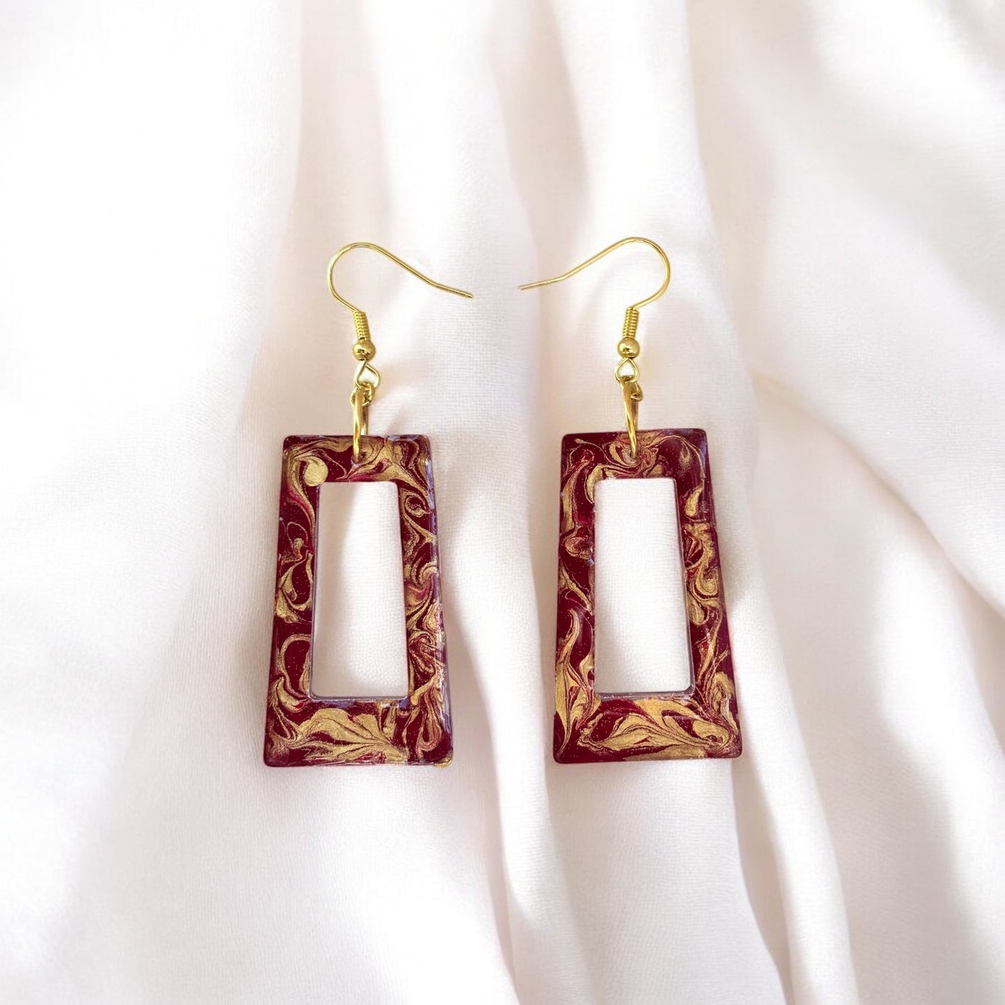 Trapezium Swirl Resin Earrings
