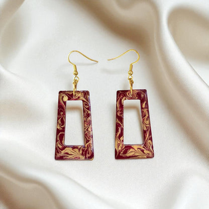 Trapezium Swirl Resin Earrings