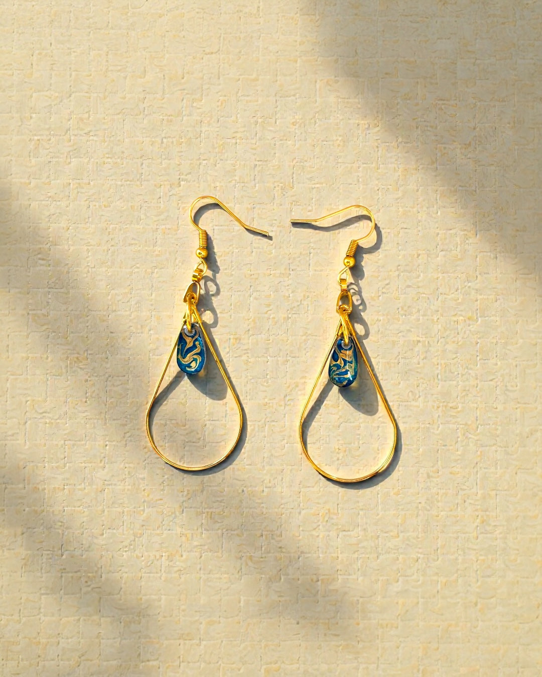 Teal Teardrop Charm Earrings