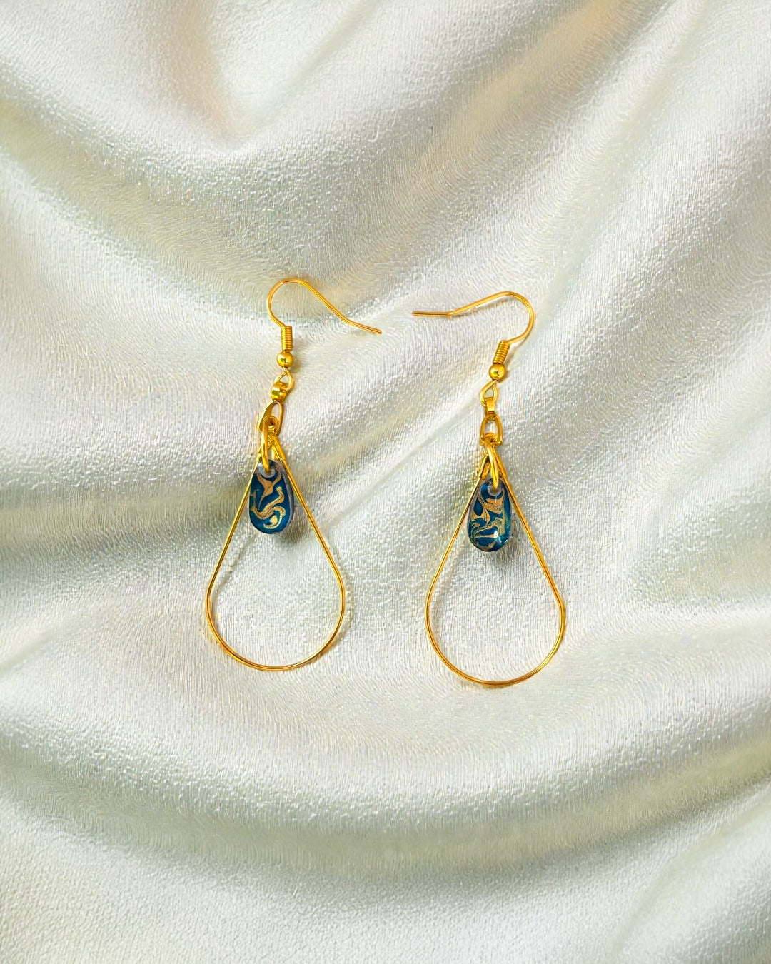 Teal Teardrop Charm Earrings