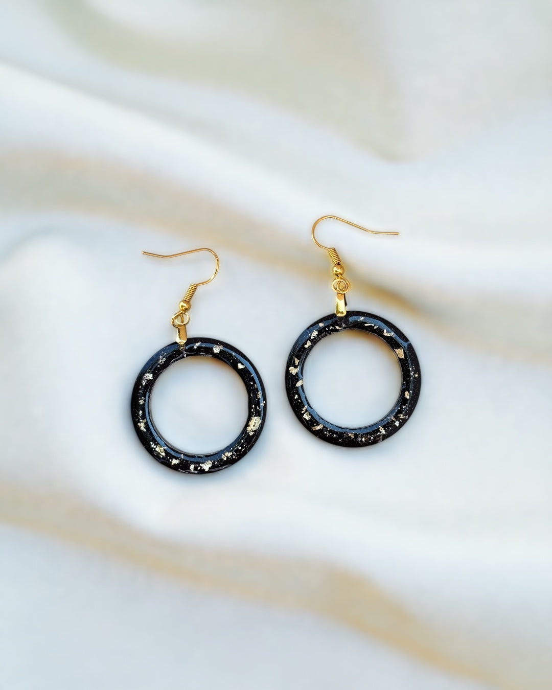 Circle Gold Speckle Resin Earrings
