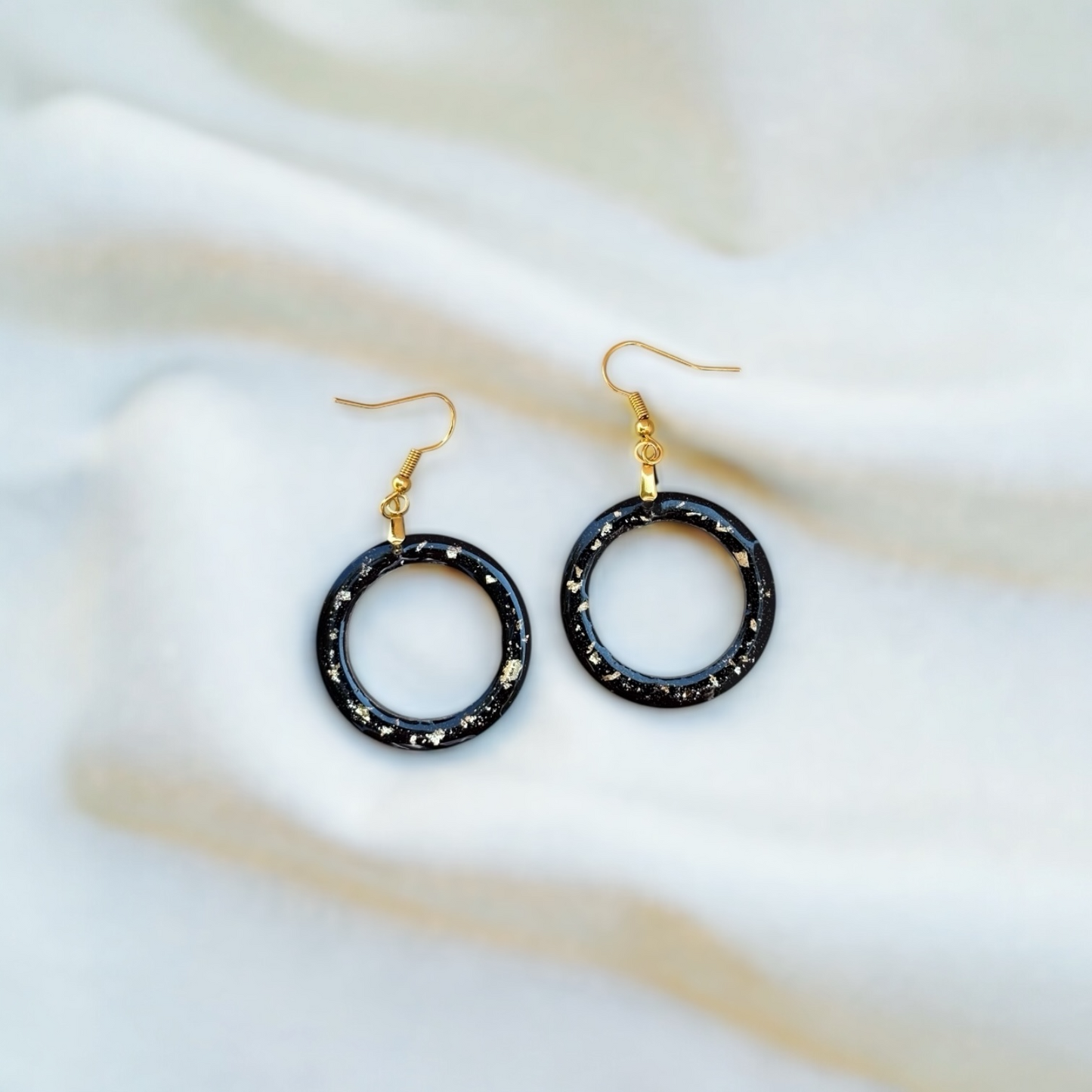 Circle Gold Speckle Resin Earrings