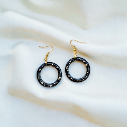 Circle Gold Speckle Resin Earrings