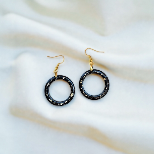 Circle Gold Speckle Resin Earrings