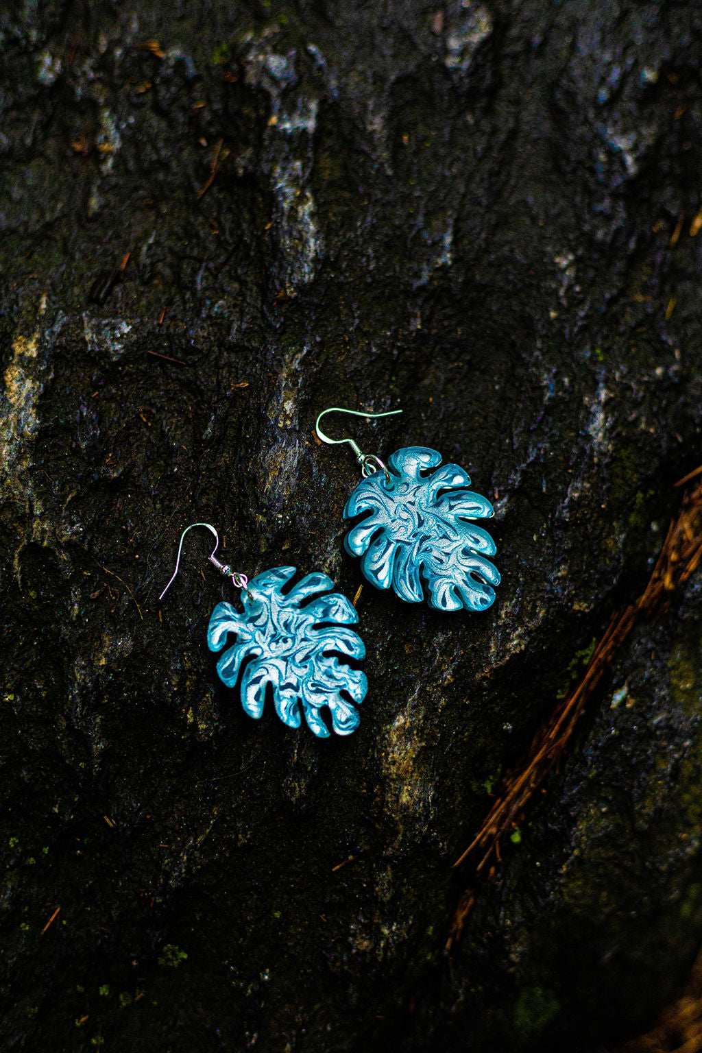 Hand Painted Leaf Earrings | Unique Handmade Resin Jewelry | Colorful Vibrant Danglers | Statement Earring | Gift for Her | Unique Gift Idea