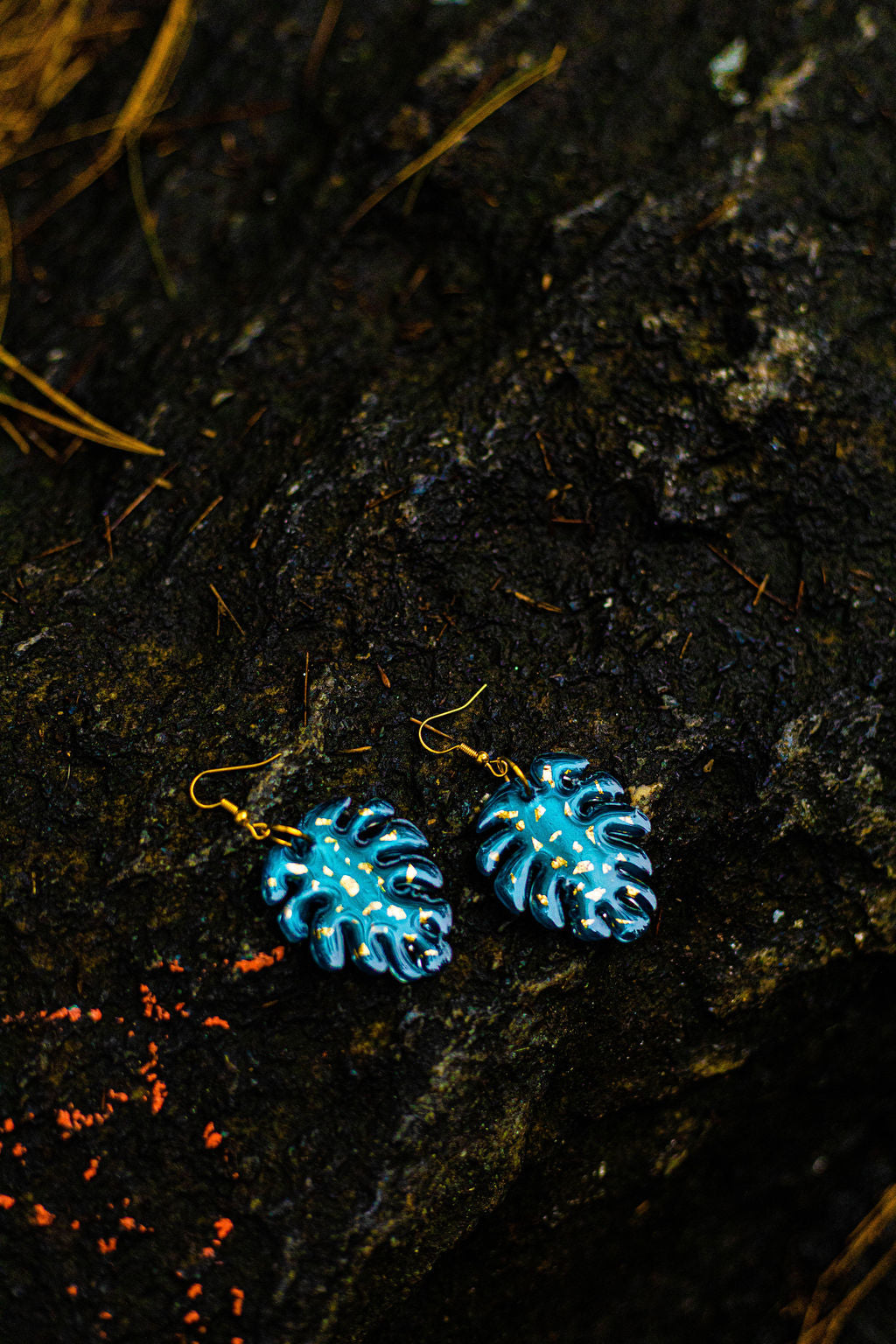 Hand Painted Leaf Earrings | Unique Handmade Resin Jewelry | Colorful Vibrant Danglers | Statement Earring | Gift for Her | Unique Gift Idea