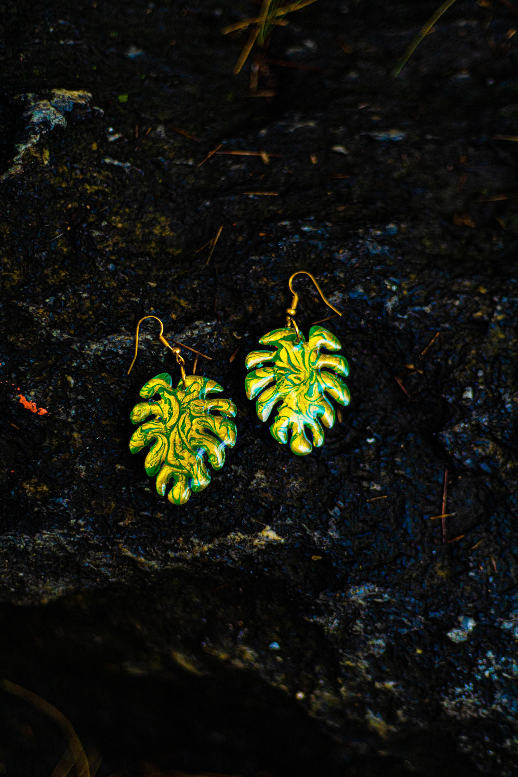 Hand Painted Leaf Earrings | Unique Handmade Resin Jewelry | Colorful Vibrant Danglers | Statement Earring | Gift for Her | Unique Gift Idea
