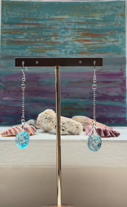 Oval Swirl Resin Drop Earrings
